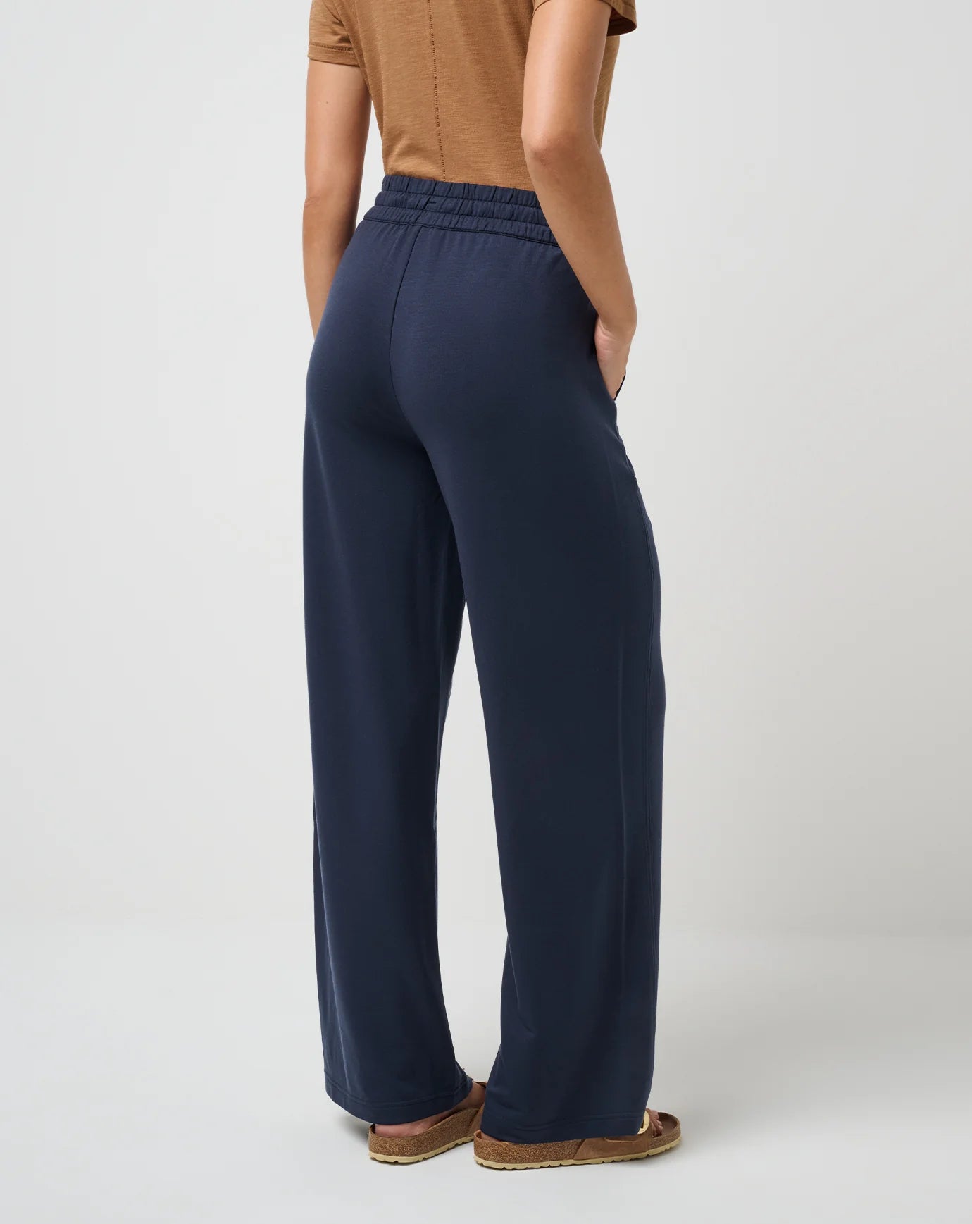 Travis Mathew Women's Cloud Terry Wide Leg Pant in Navy Blazer