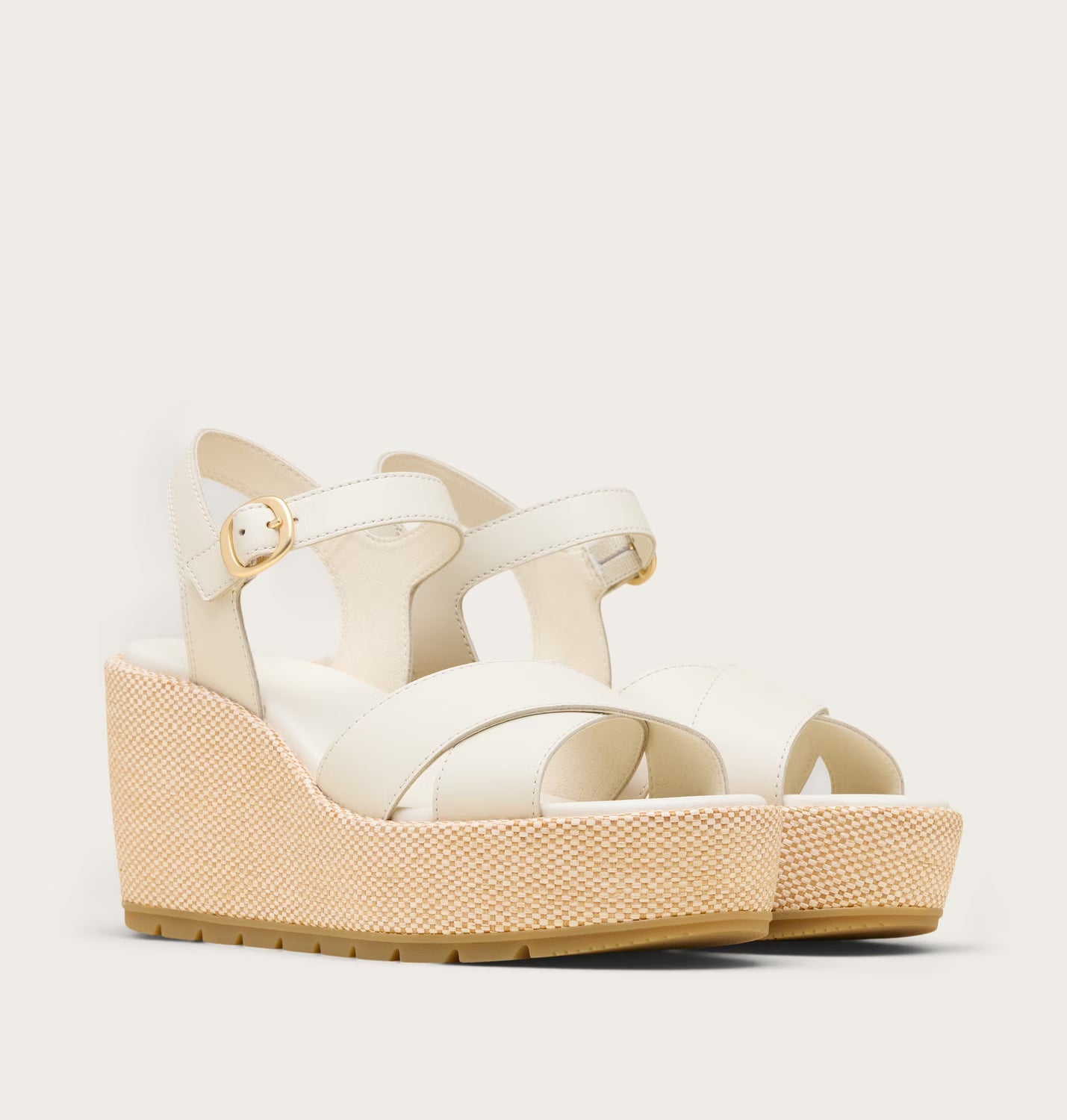 Sorel Women's Sunpeak Wedge Ankle Strap Sandal in Chalk & Beige