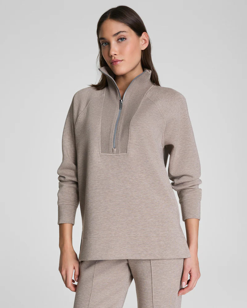 Spanx AirEssentials Brushed Half Zip Tunic Birch Heather