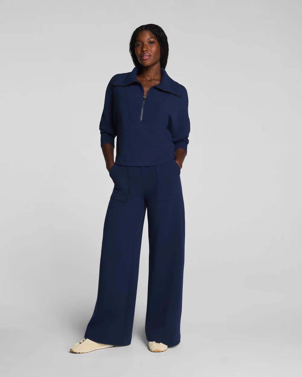 Spanx Airessential French Rib Wide Leg Pant - Timeless Navy