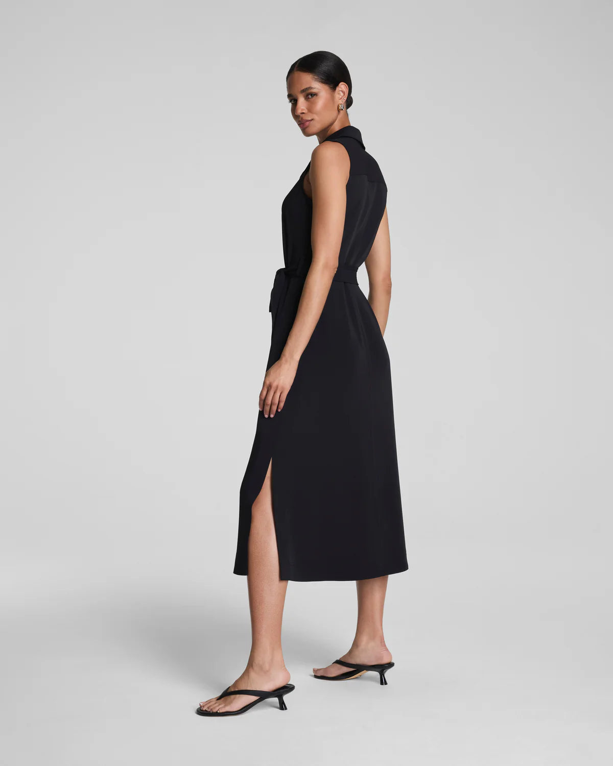 SPANX® CarryOn Belted Midi Shirt Dress Black