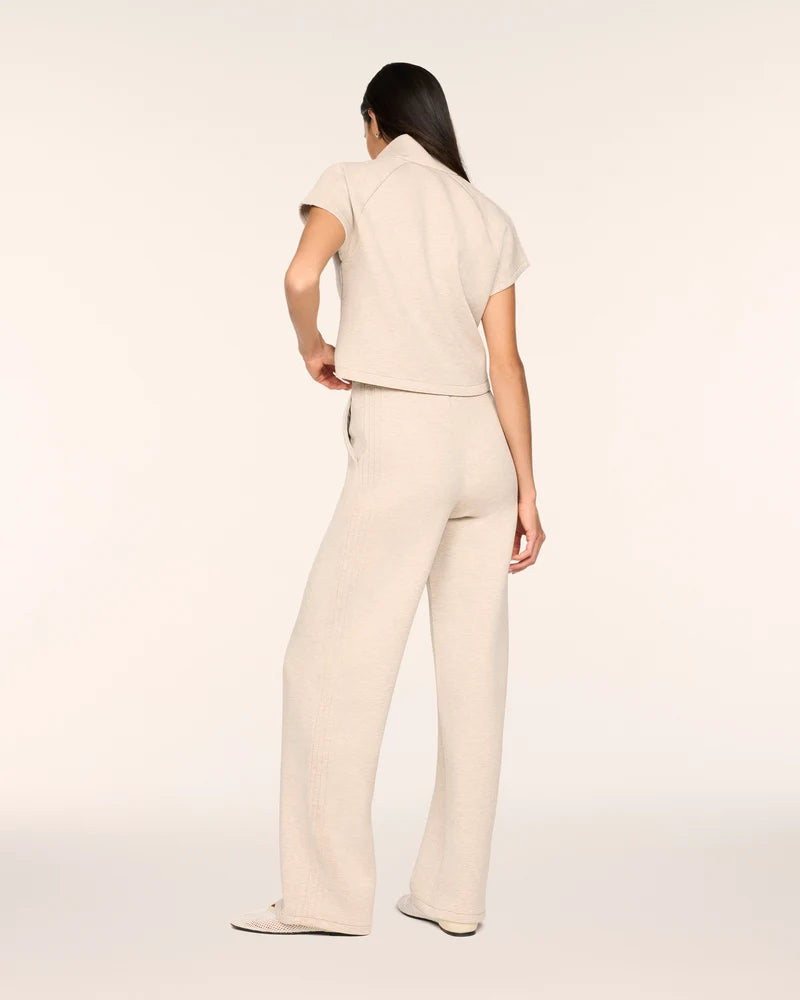 Spanx AirEssential Pintuck Half Zip Jumpsuit - Bone Heather