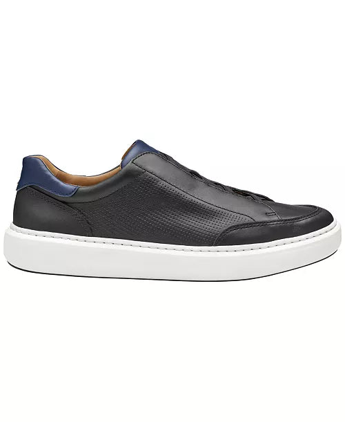 Johnston & Murphy Men's Anders Elastic Black Leather Sneaker
