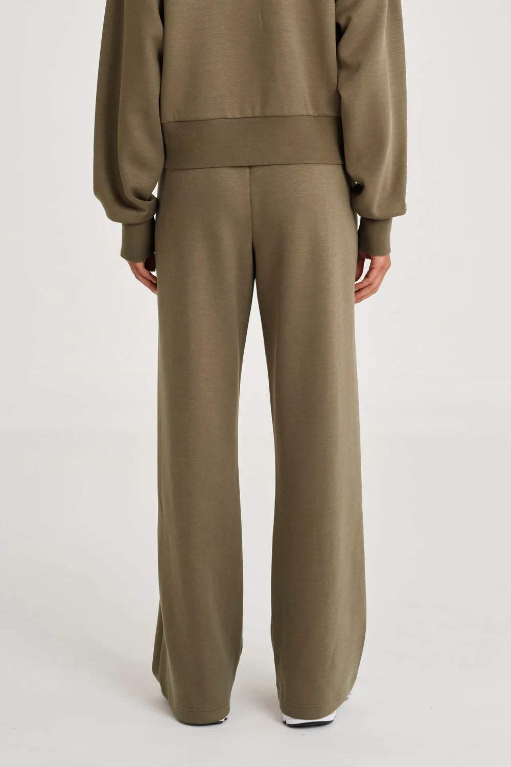 Allfenix Soft Luxury Wide Leg Track Pant - Olive