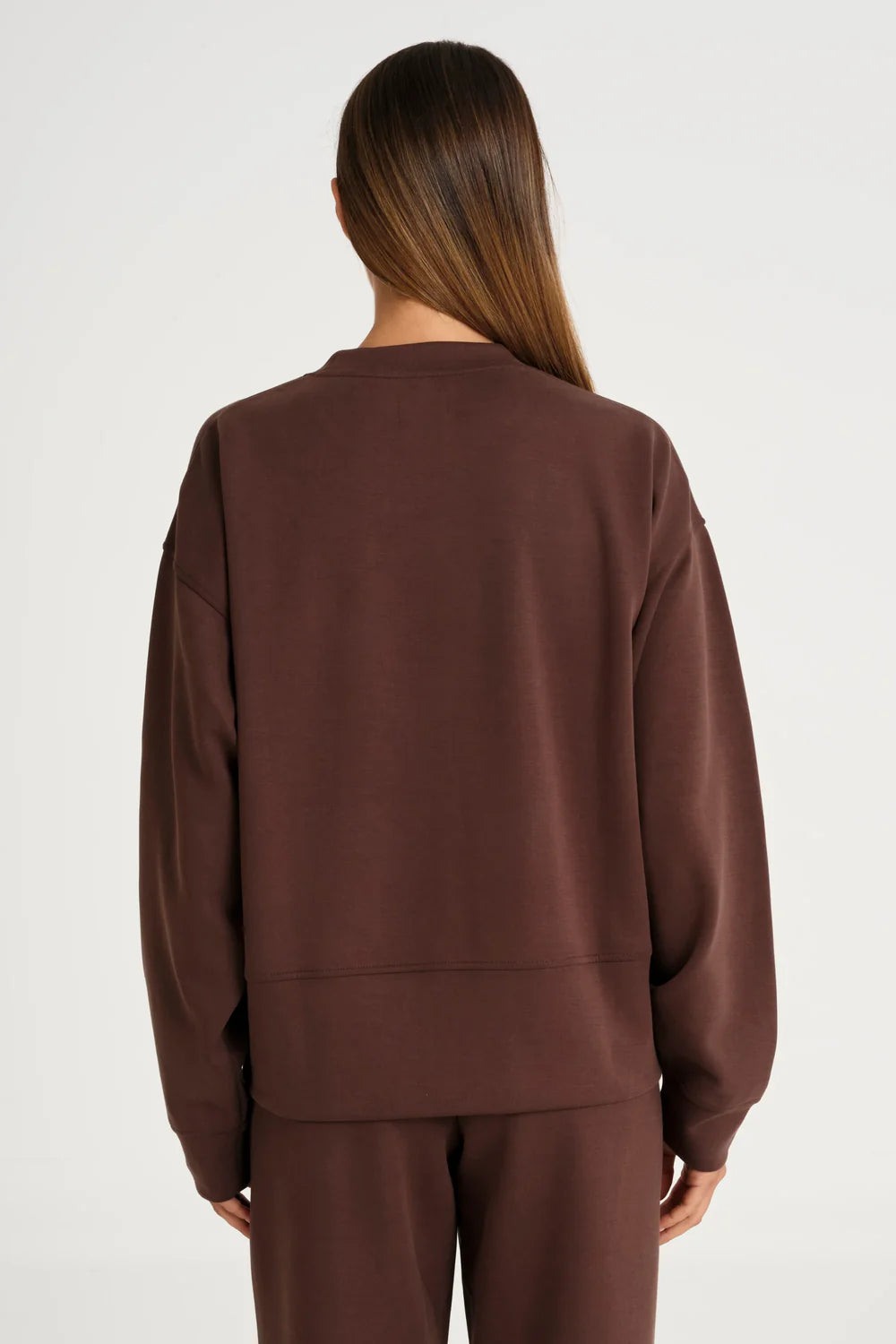 Allfenix Soft Luxury Oversized Crew Neck Jumper - Espresso