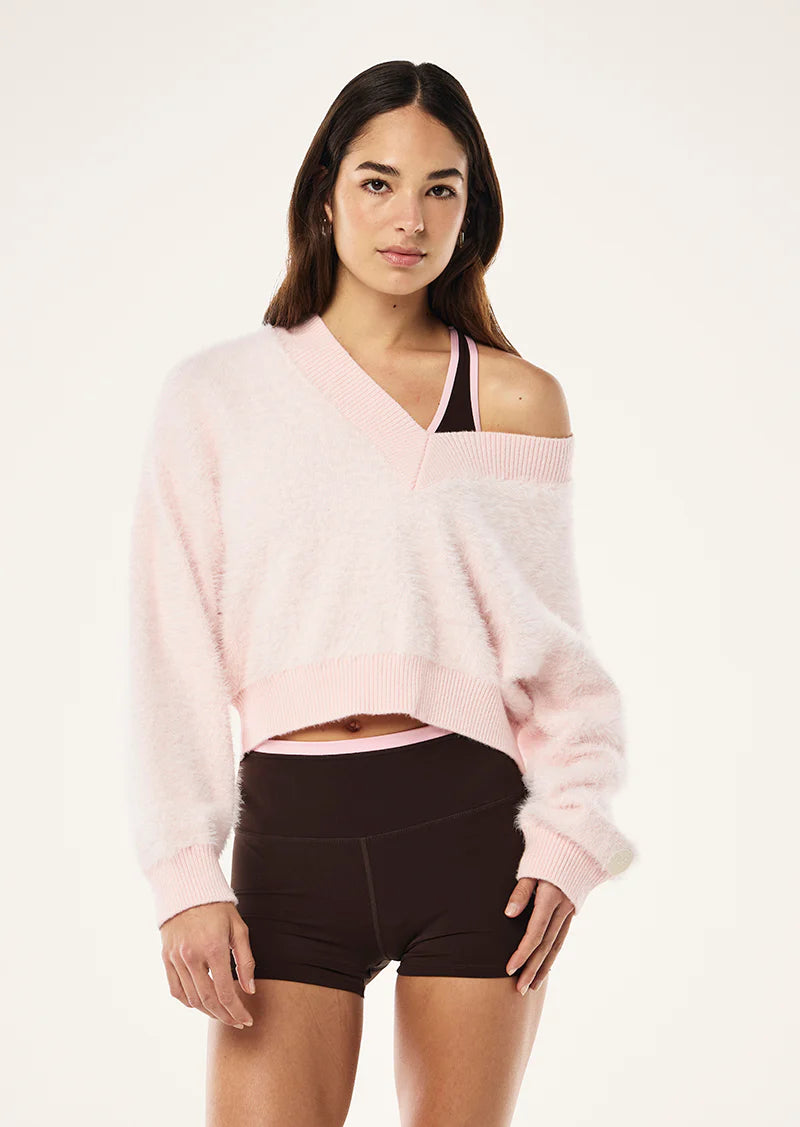 P.E. Nation Greenpoint V Neck Knit Chalk Pink