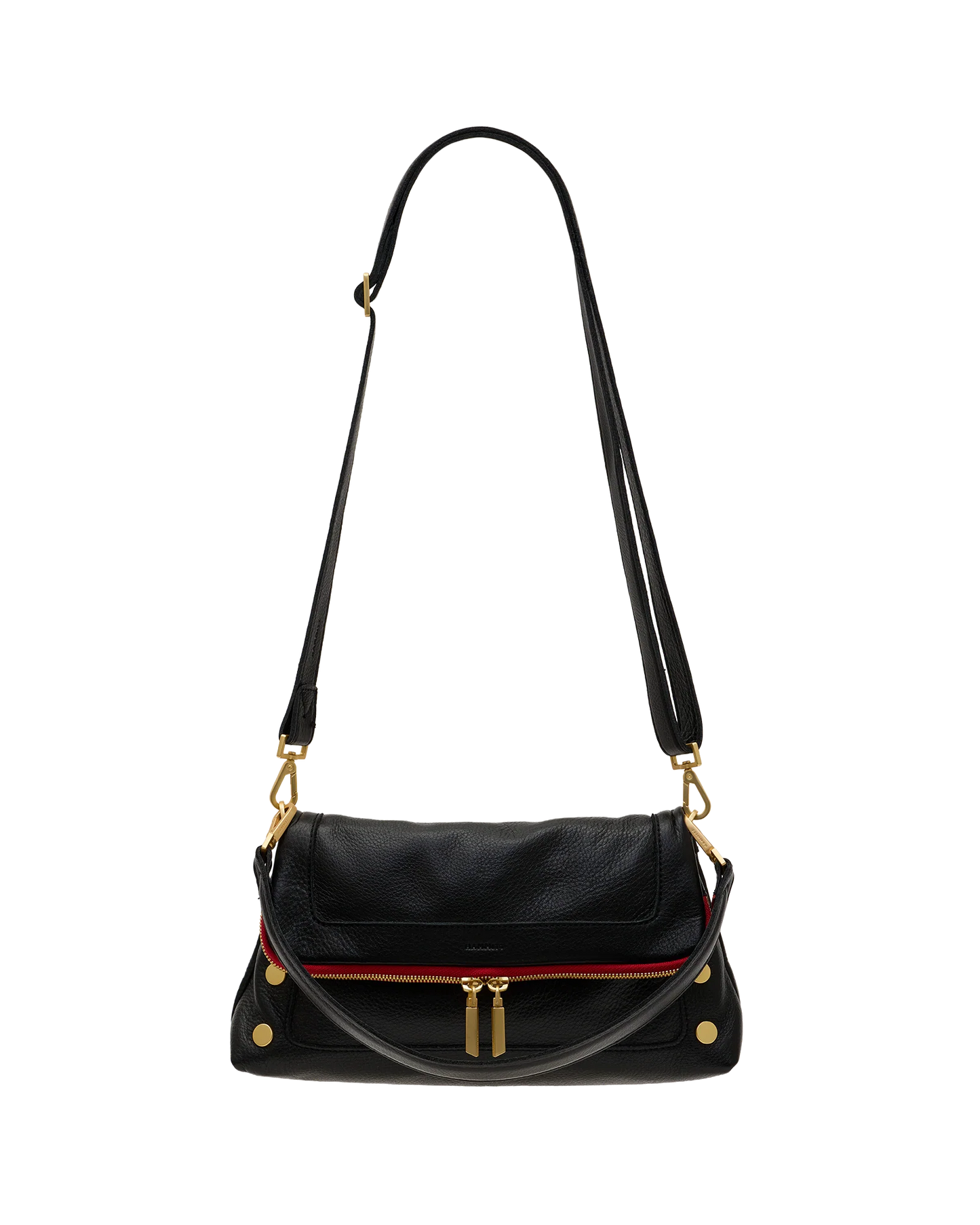 Hammitt Beverly Med Black Pebble/Brushed Gold Red Zip