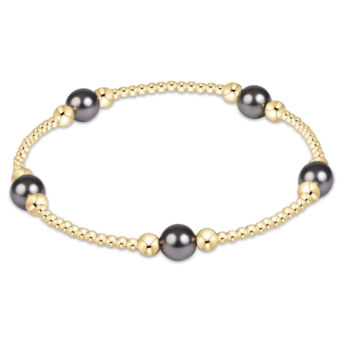 enewton Hope Purpose Pearl Dark Grey 6mm Gold Bracelet