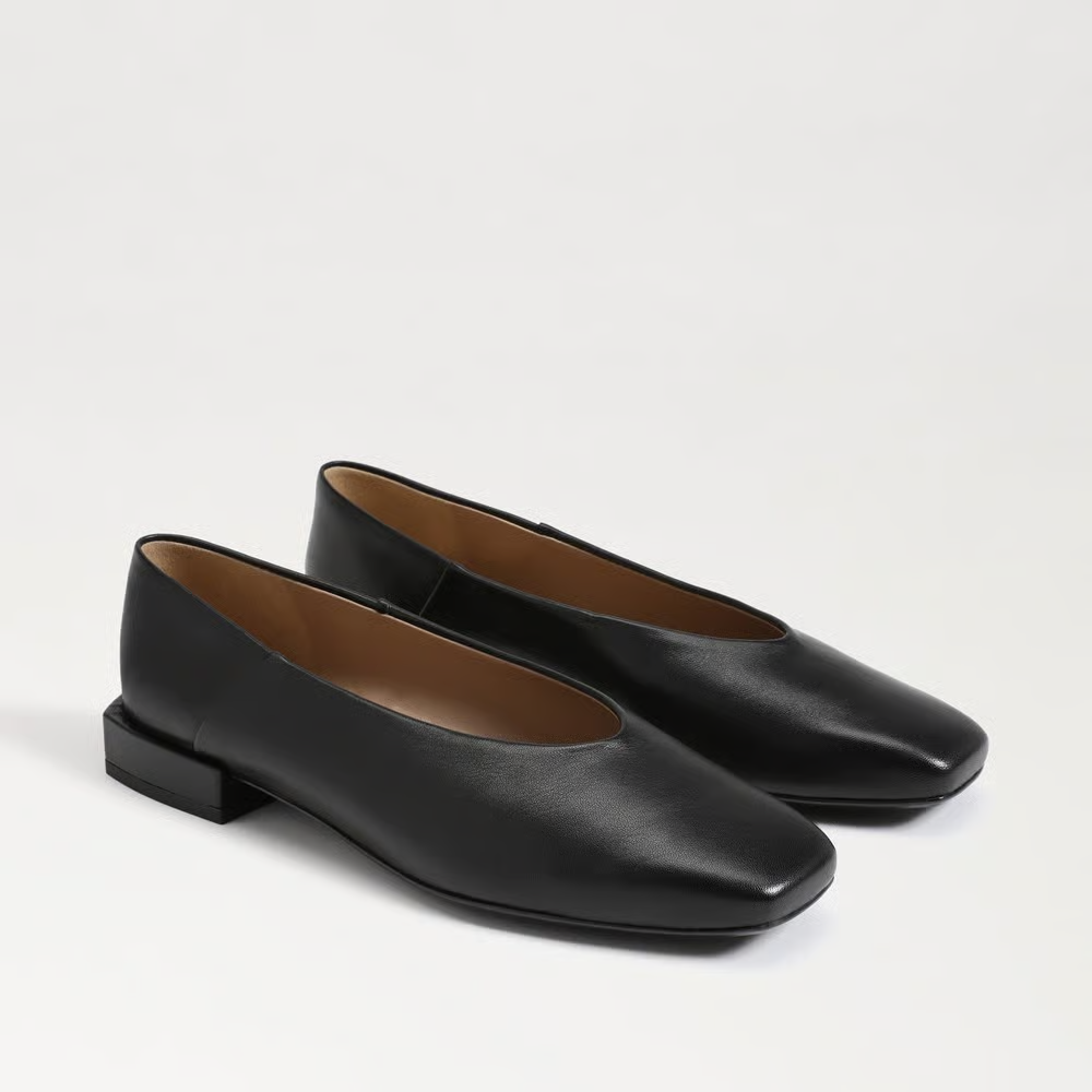 Sam Edelman Kasey Square Toe Ballet Flat Black Leather