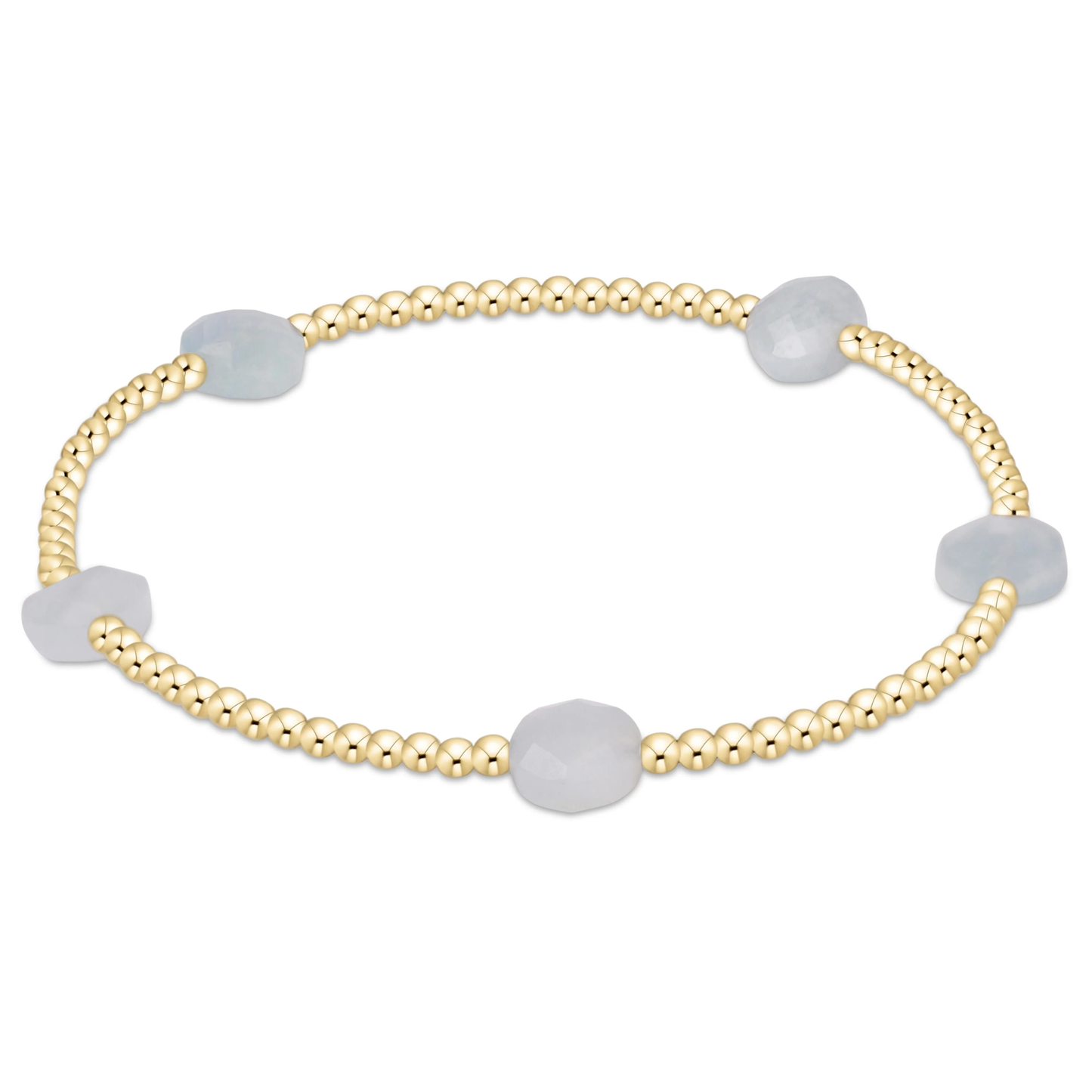 Enewton Admire Small Gem 2mm Gold Bracelet - aquamarine