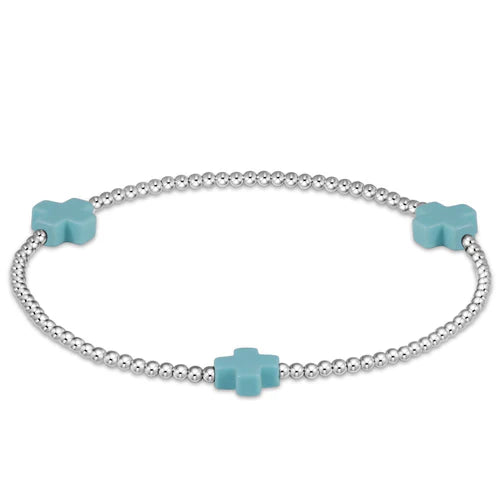 enewton signature cross sterling pattern 2mm bead bracelet - turquoise