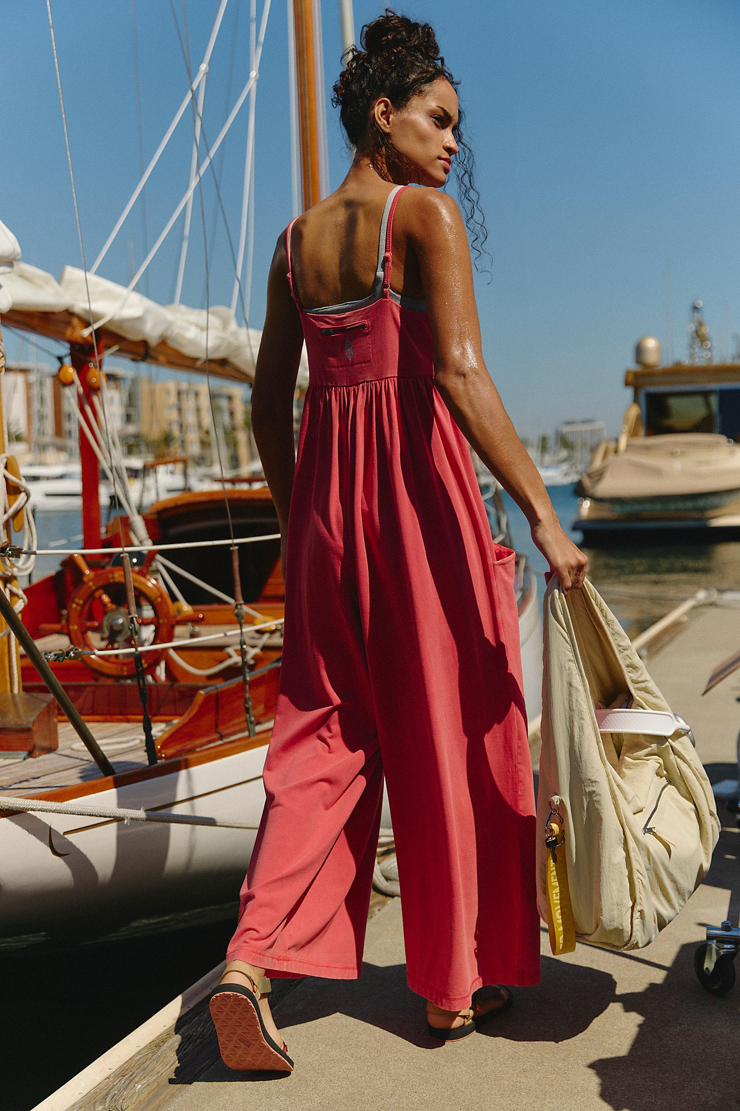 FP Movement Hot Shot Strappy Onesie - Grapefruit