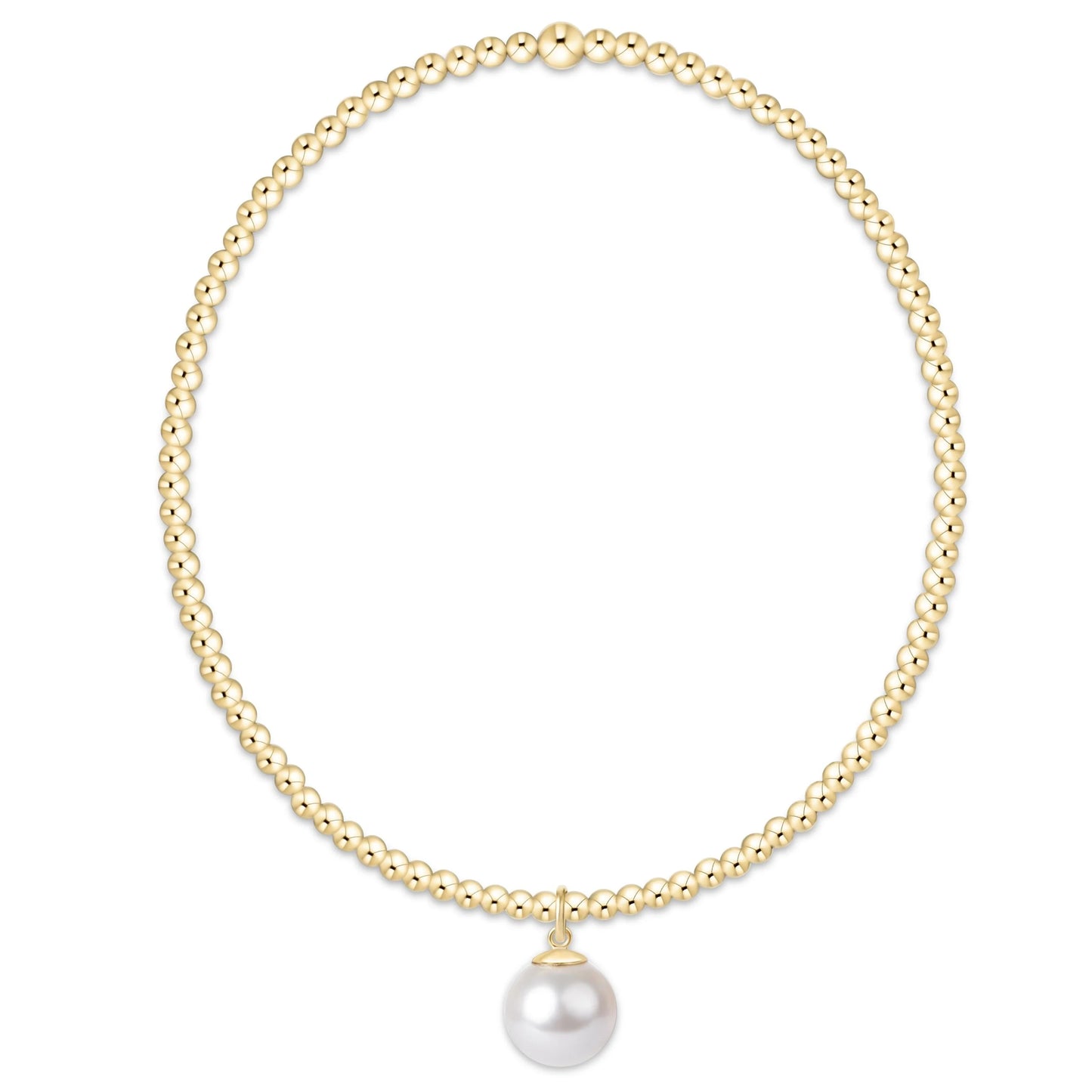 enewton Classic Gold 2mm Bead Bracelet - Pearl Charm 8mm