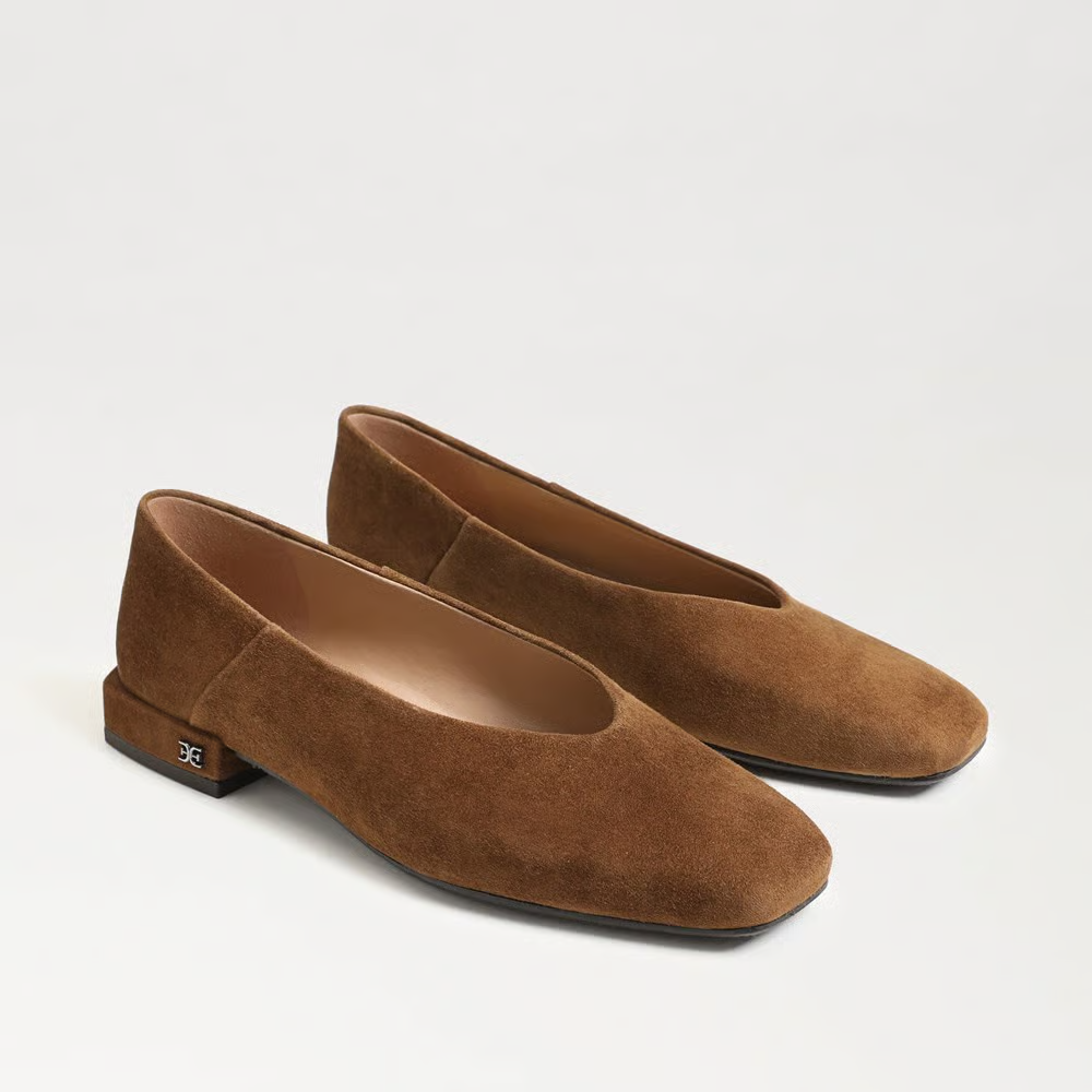 Sam Edelman Kasey Square Toe Ballet Flat Warm Nutmeg Suede