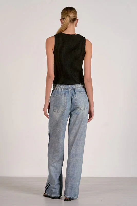 Elan Jojo Denim Track Sweatpants - Blue