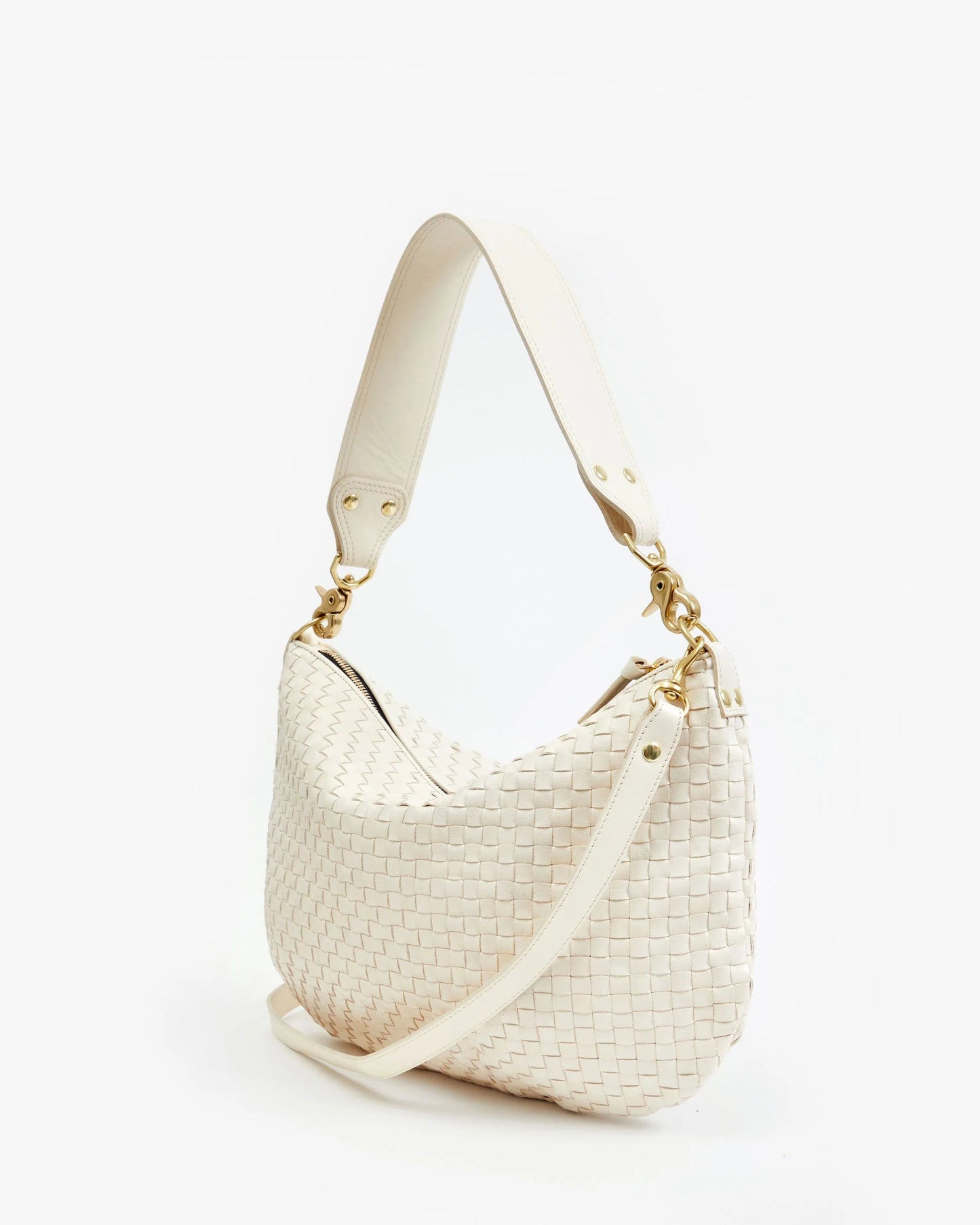 Clare V. - Moyen Messenger Cream Woven Checker