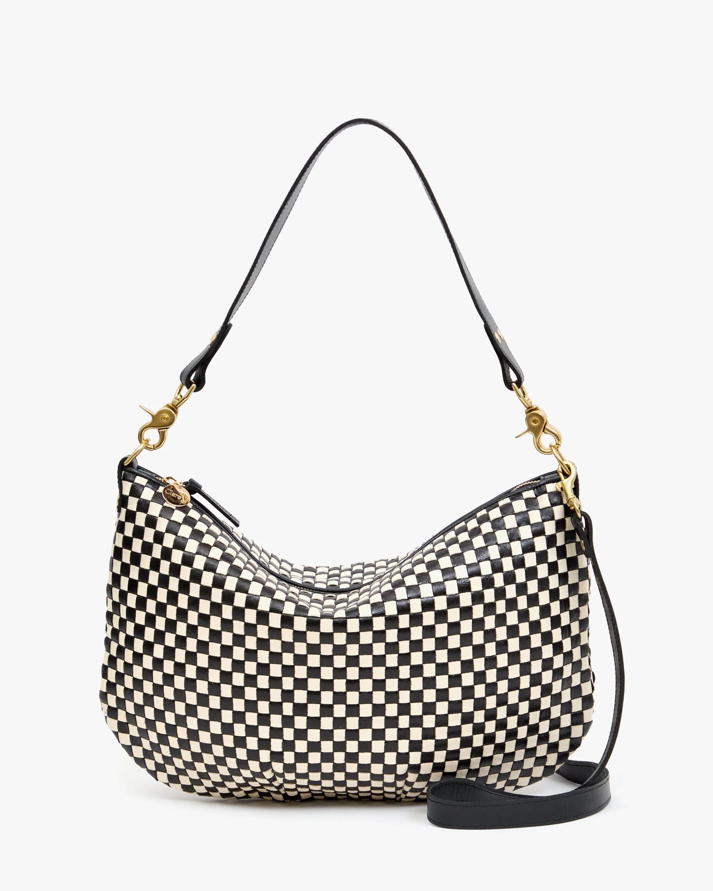 Clare V. - Moyen Messenger Black/ Cream Woven Zig-Zag