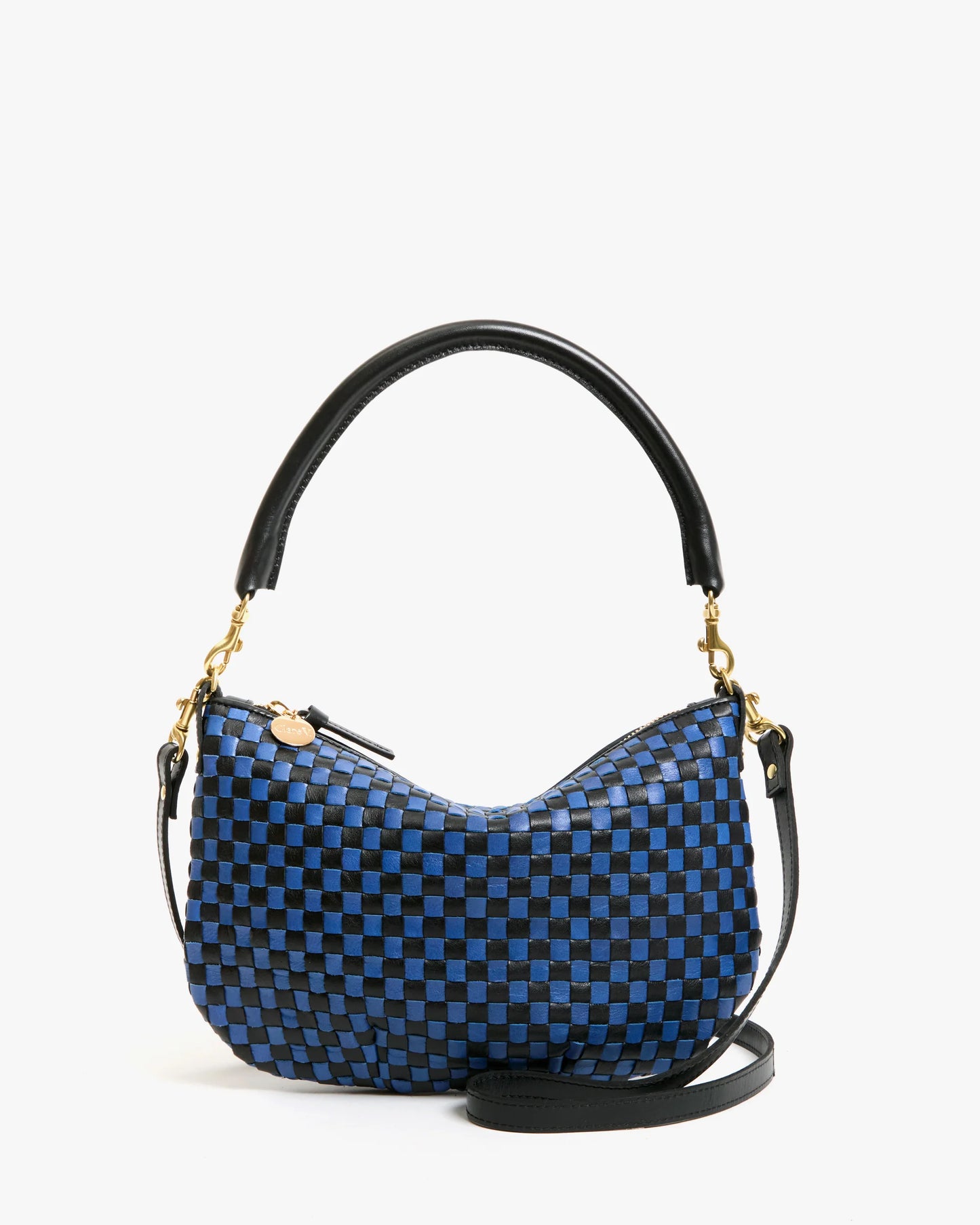 Clare V.- Petit Moyen Black/Cobalt Woven Checker
