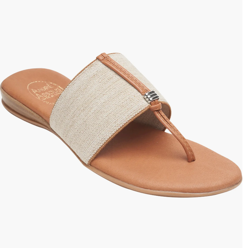 Andre Assous Nice Featherweights™ Slide Sandal Beige Linen