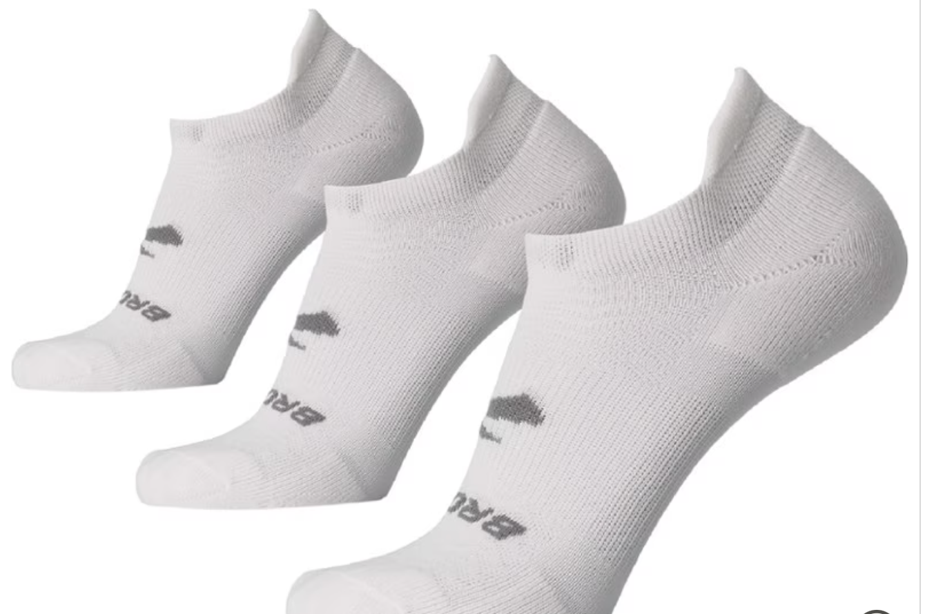 Brooks Run In no show Socks 3 Pair Pack White