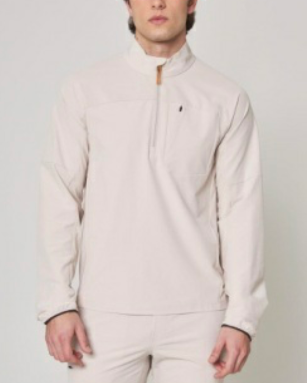 MPG Men's Mixed Media 1/2 ZIp White Linen