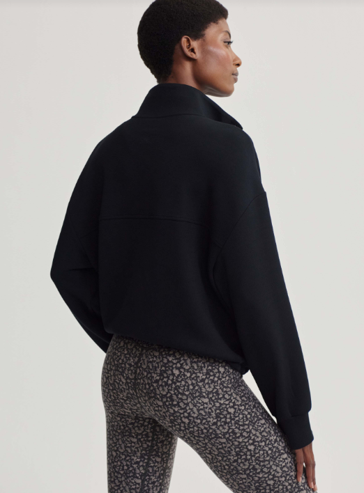 Varley Sian Cropped Half Zip Midlayer Black
