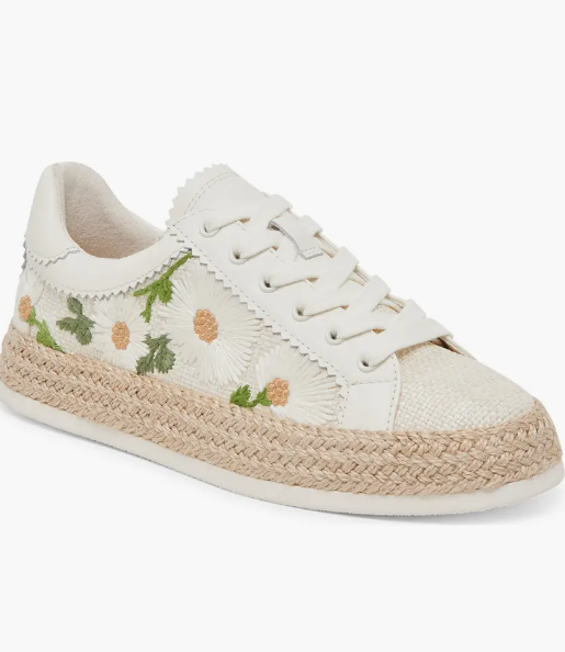 Dolce Vita Azailia Sneaker White Floral Raffia