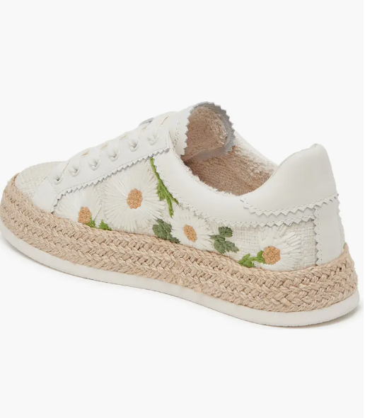 Dolce Vita Azailia Sneaker White Floral Raffia