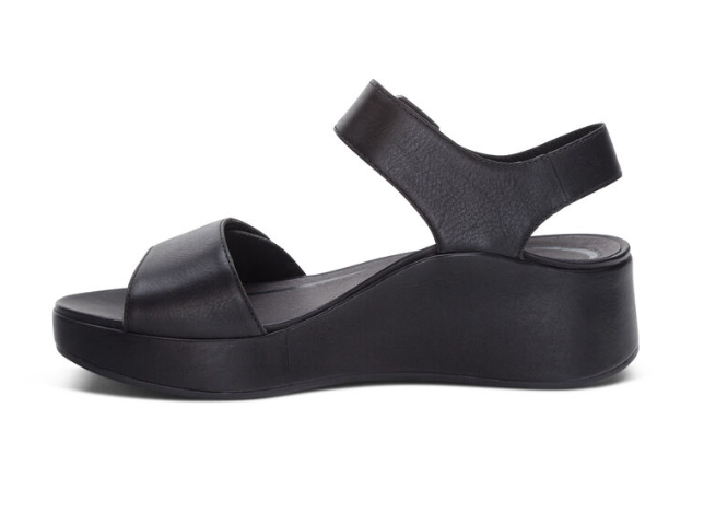 Aetrex Ariel Platform Quarter Strap Black
