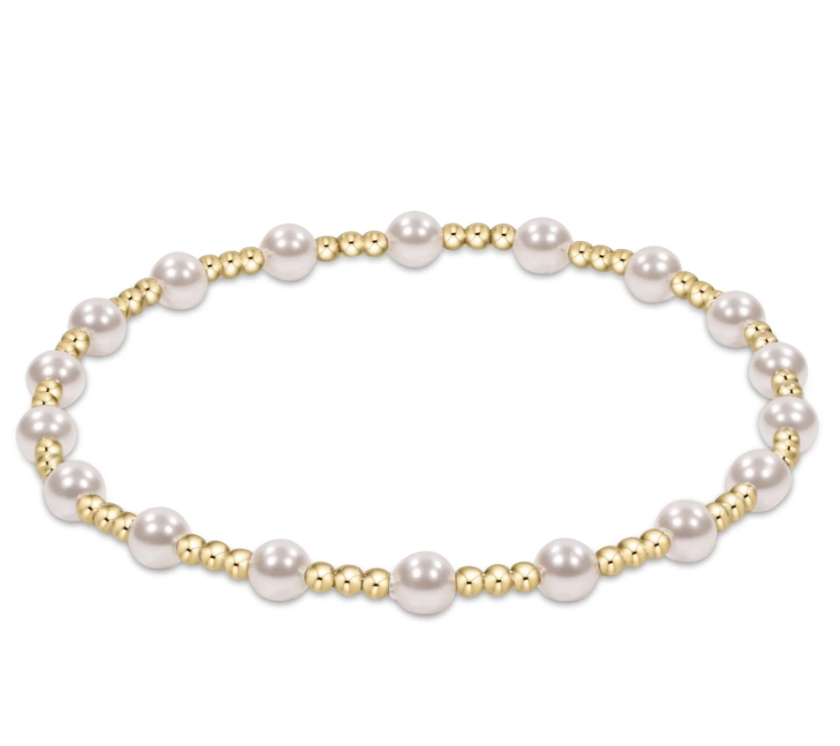 enewton Gold Classic Sincerity Pattern 4mm Bead Bracelet-Pearl