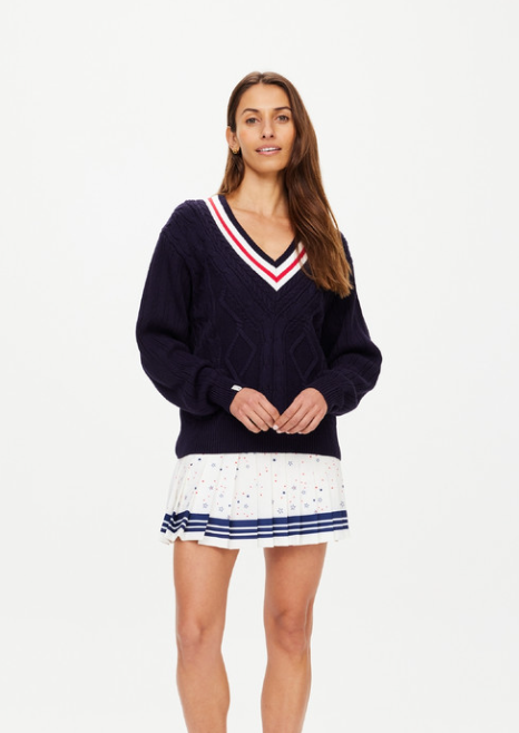 The Upside Renshaw Josette V Neck Sweater Navy