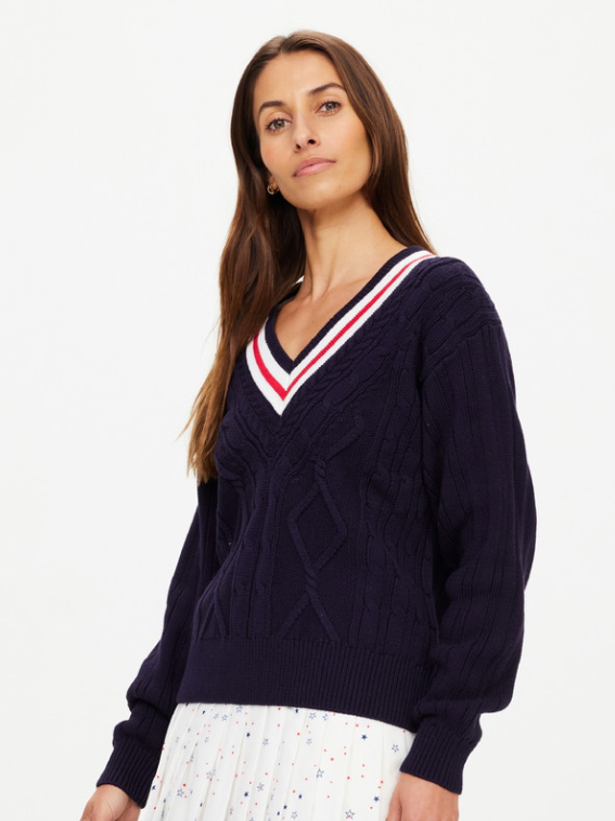 The Upside Renshaw Josette V Neck Sweater Navy