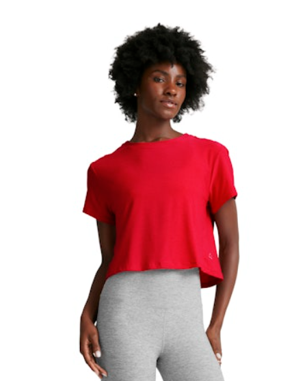 Beyond Yoga Featherweight Supreme Cropped Tee Apple Red Heather
