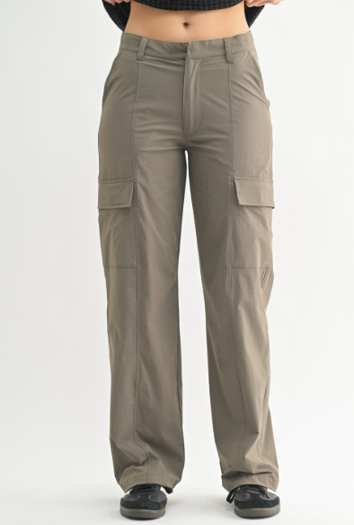 Sweet Soles Mid-Rise Wide Leg Cargo Pant Olive