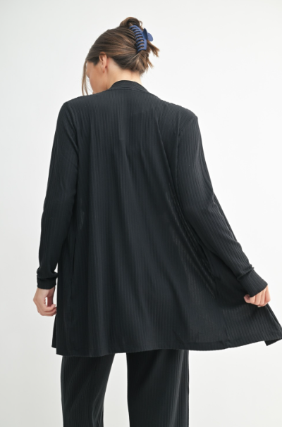 Sweet Soles Soft Ribbed Longline Cardigan Black
