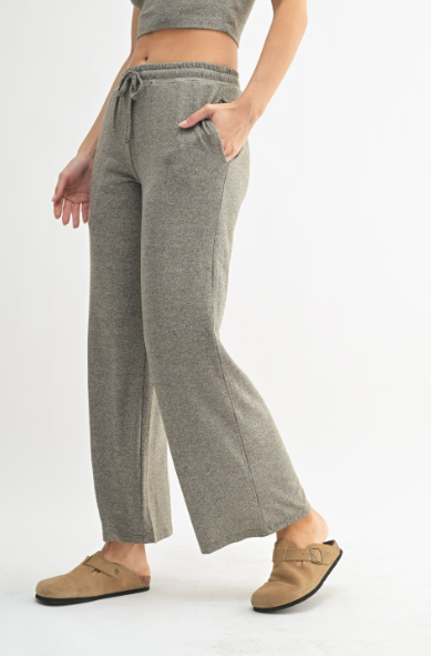 Sweet Soles Brushed Wide Leg Lounge Pant Dark Olive