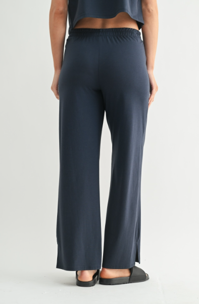 Sweet Soles Air Essentials Fold over Waist Wide Leg Lounge Pant Navy