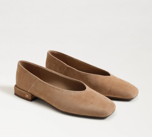 Sam Edelman Kasey Square Toe Ballet Flat Tan Suede