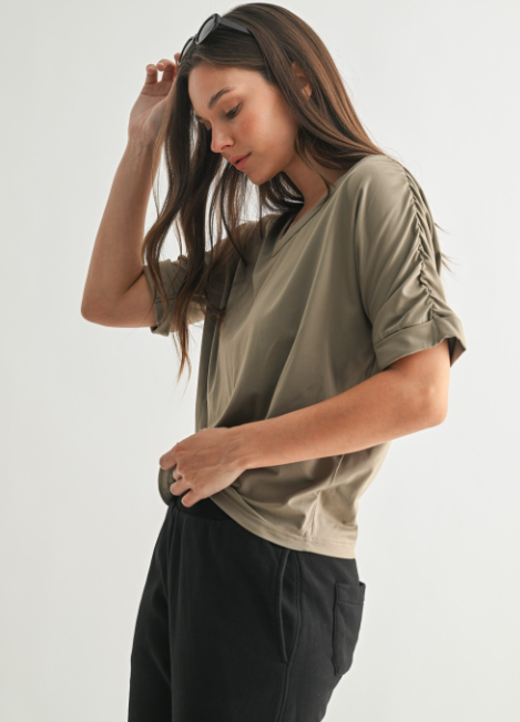 Sweet Soles Elegant Loose Fit Tee - Washed Taupe
