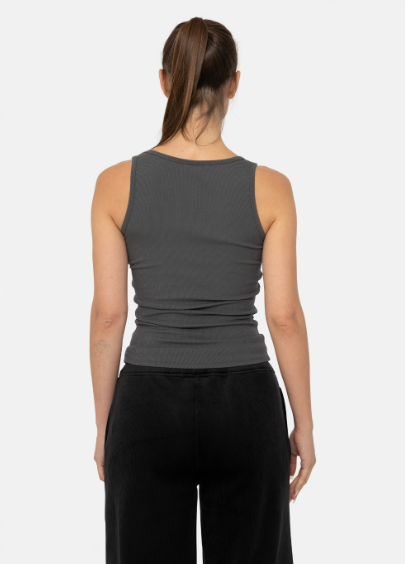 Sweet Soles Square Neck Micro-Ribbed Tank Top - Green Grey