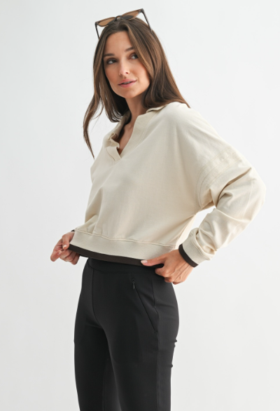 Sweet Soles VarsityPullover Sweater Birch/Espresso