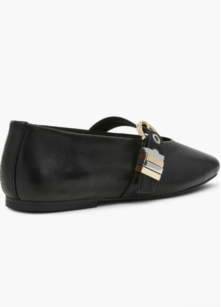 Steve Madden Lucia Leather Buckle Hardware - Black
