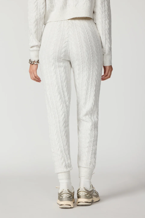 MPG Women's Cable Knit Jogger Heathered Moonbeam