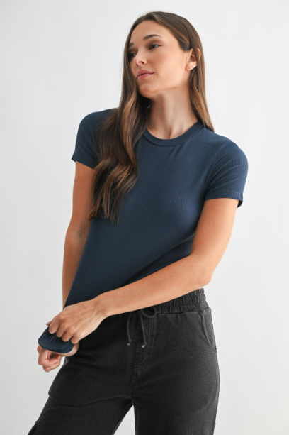 Sweet Soles Short-Sleeved Micro-Ribbed Tee - Various