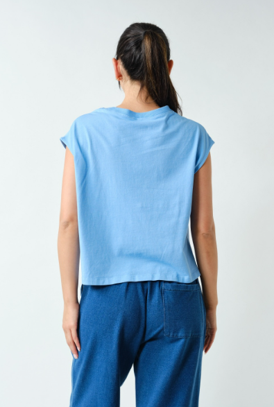 Sweet Soles Sunkissed Pima Cotton Pocket Tee - Denim Drift