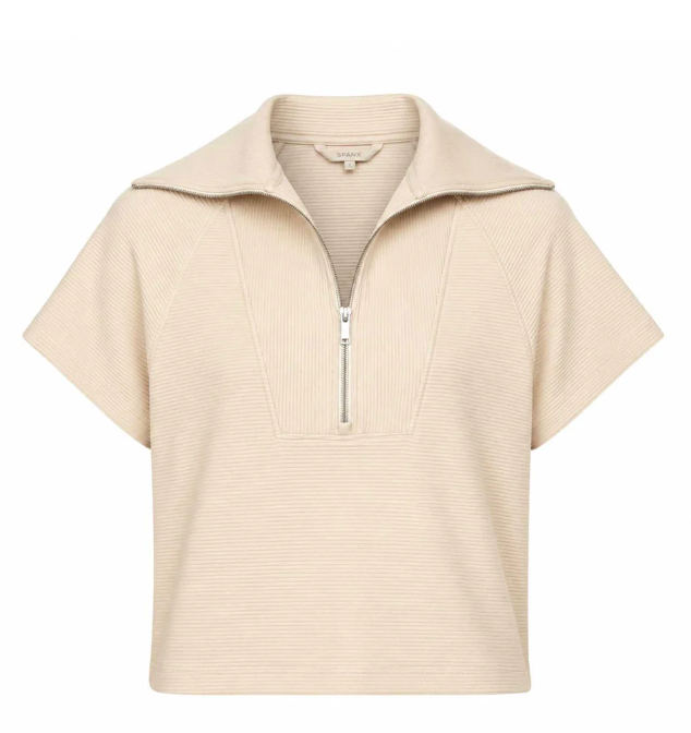 SPANX® Airessential French Rib Short Sleeve Half Zip - Toasted Coconut