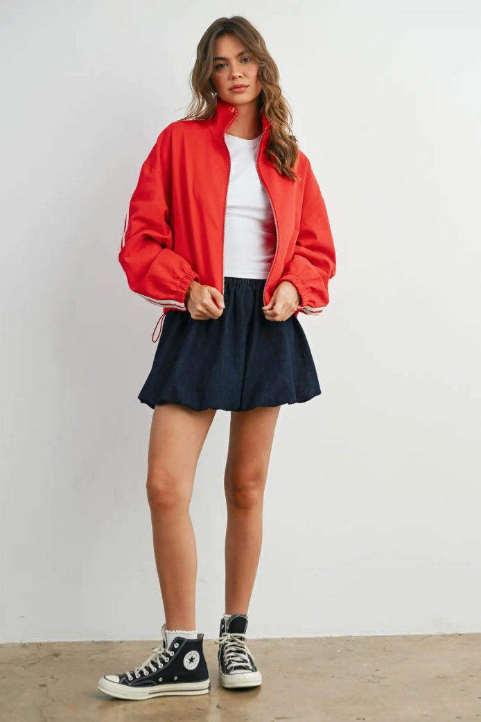 Striped Zip-Up Athletic Jacket