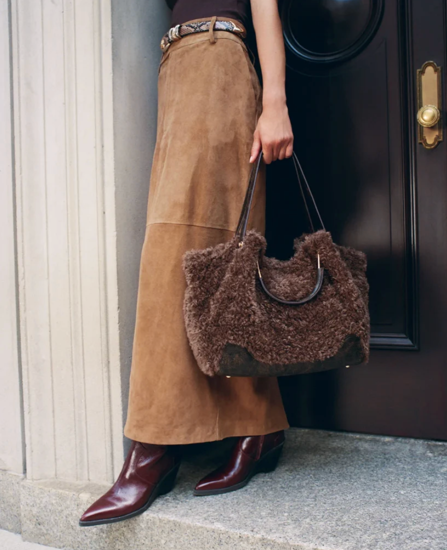 Dolce Vita Nomad Tote Chocolate Faux Fur