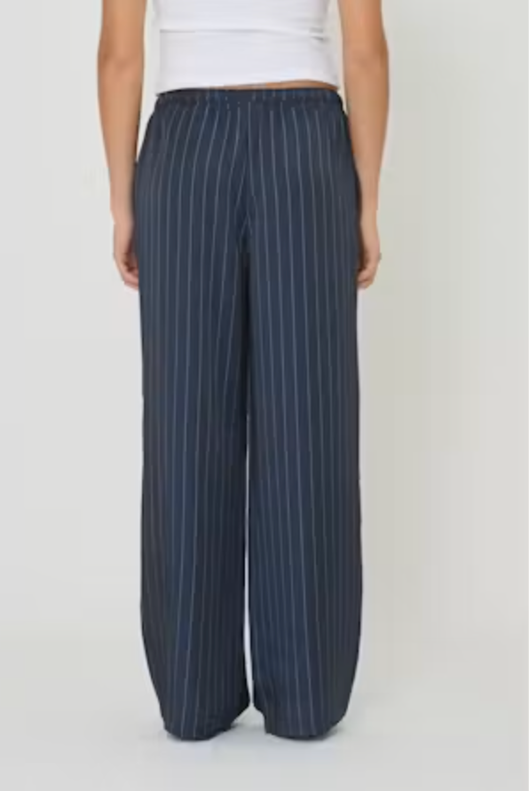 P.E Nation Balance Satin Pant - Dark Navy Pinstripe