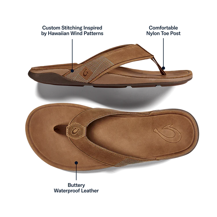 Olukai Tuahine Waterproof Leather Sandal - Toffee